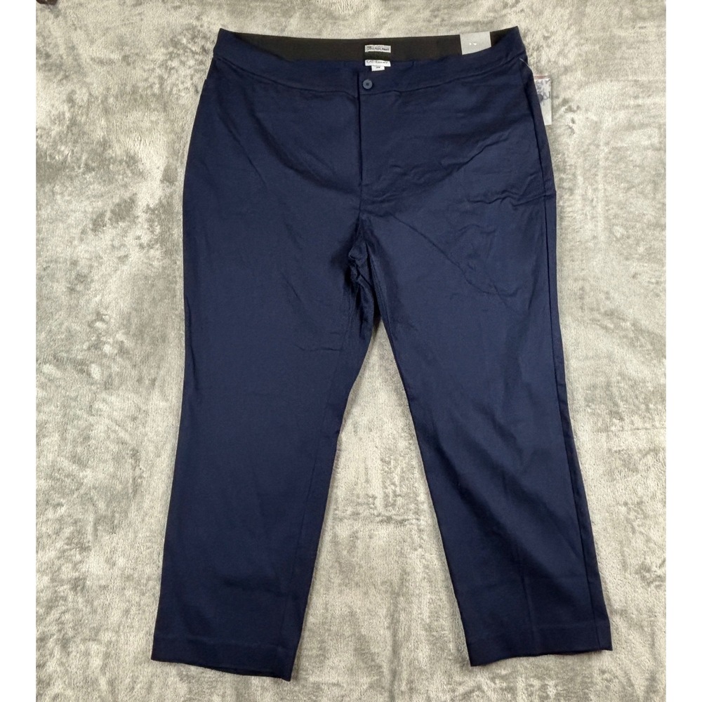 Catherines The Universal Pant Womens 28W Navy Blue Comfort Stretch Trousers NWT
